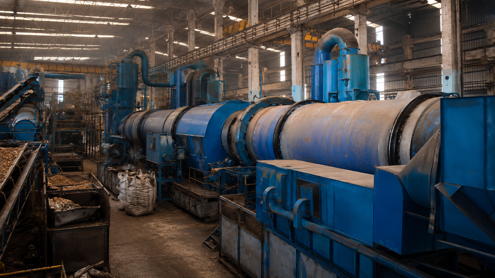 Rotary kiln biomass carbonization unit