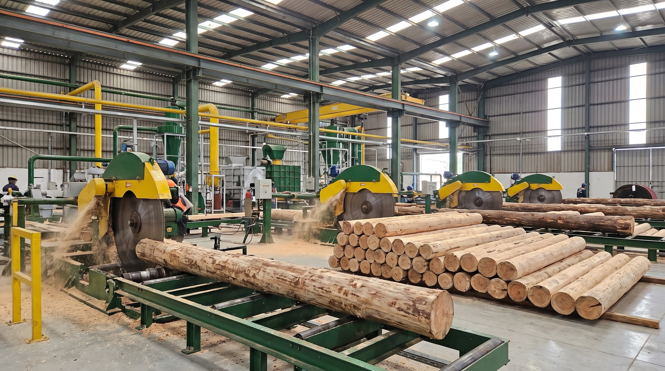 Step 1 — Cut the wood into the standard size (Length: 45-46cm, diameter: 5-20cm).