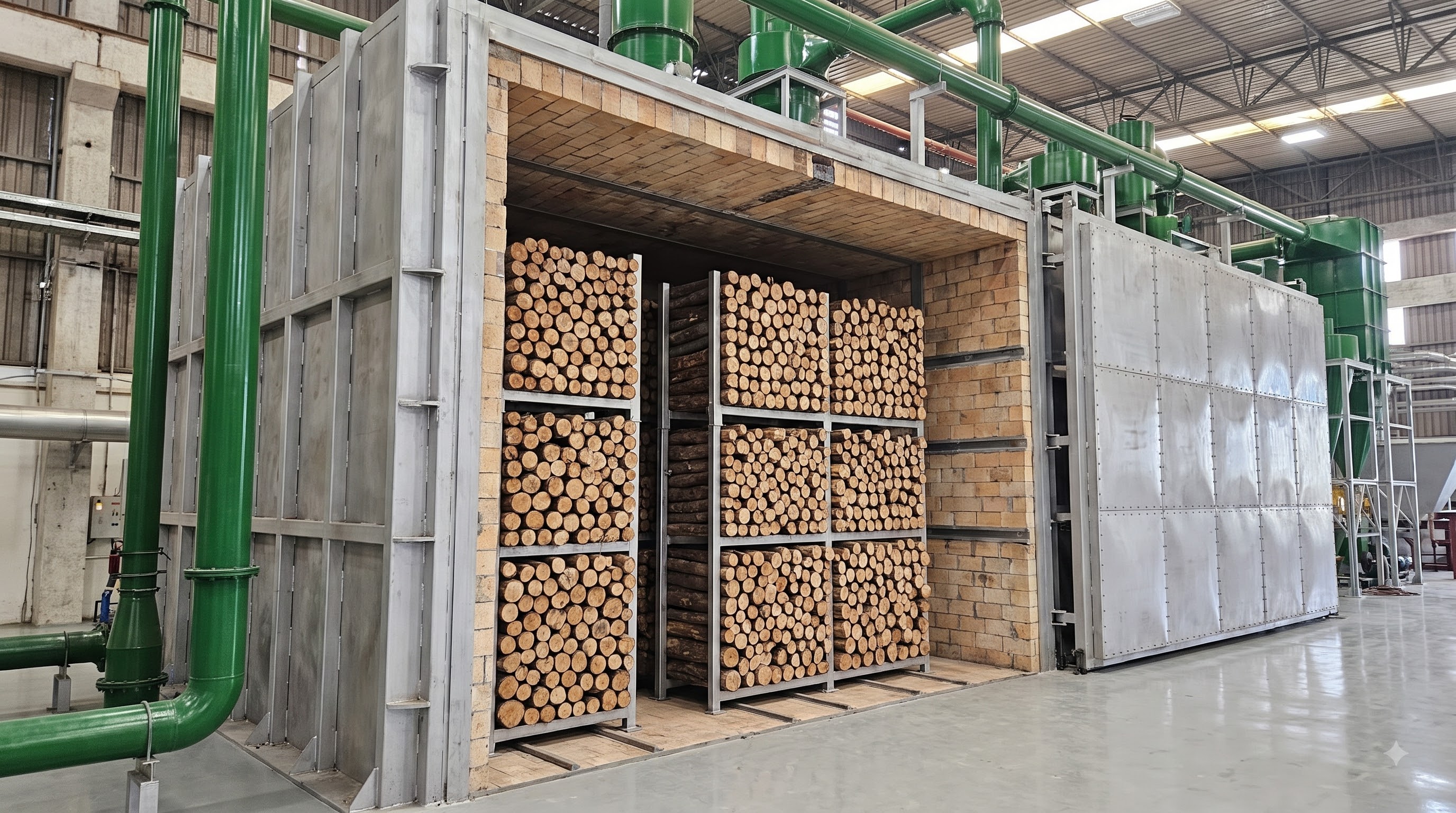 Step 2 — Arrange the wood into the kiln.