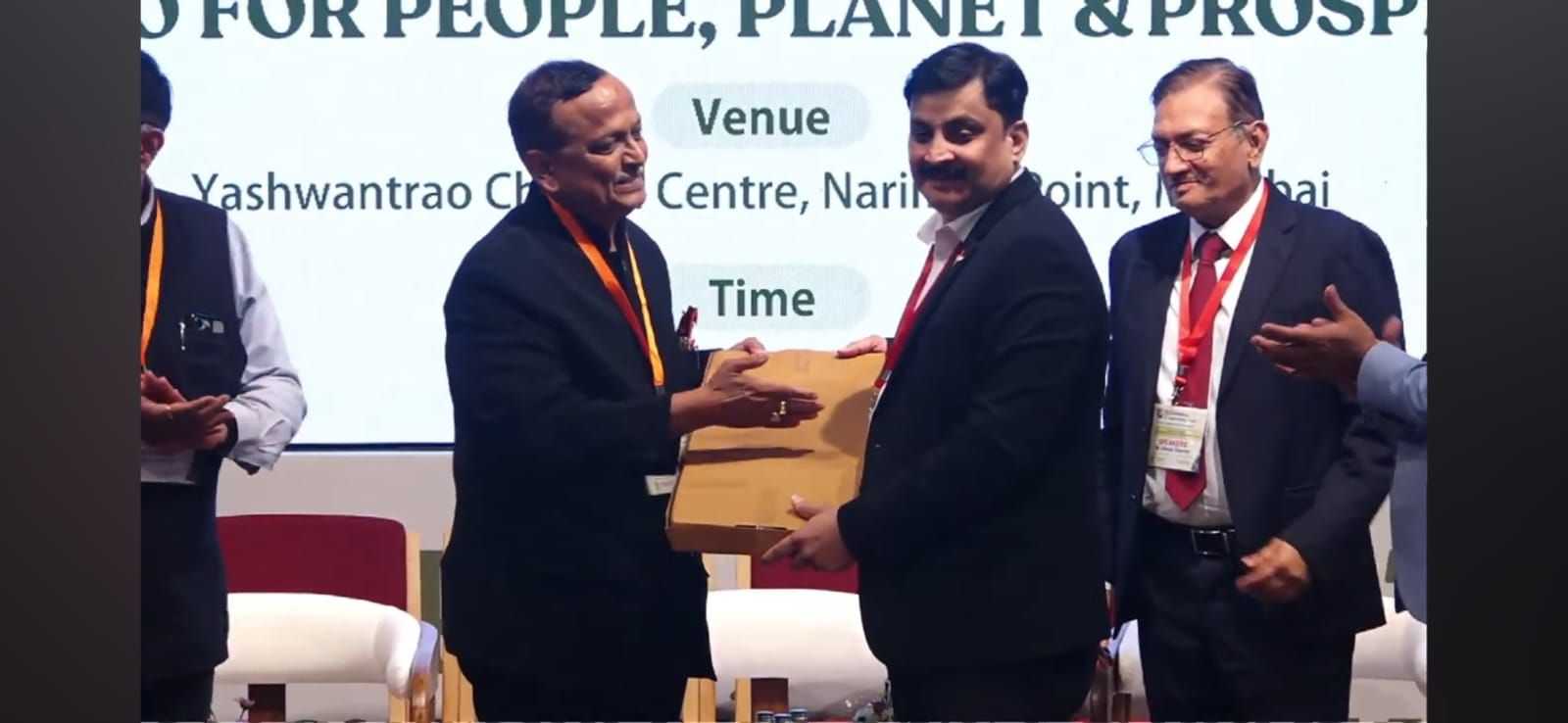 Award presentation on stage at the Bamboo Conference in Mumbai