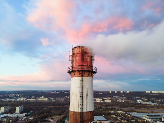 Thermal power station at dusk